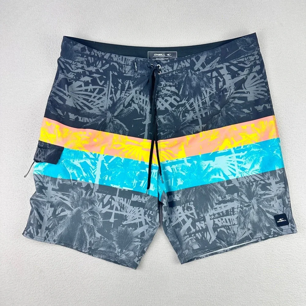 O'Neill Hyperdry Boardshorts‎ Mens 40 Striped Hybrid Surf Stretch Tropical